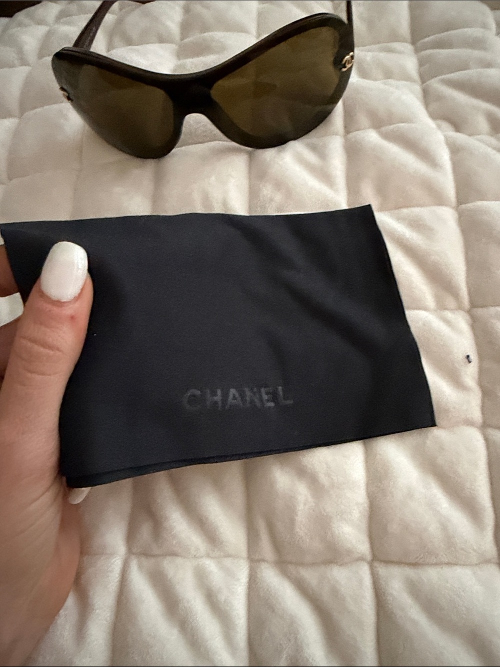 CHANEL Oversized Shield Sunglasses in Dark Brown and Olive - Picture 13 of 13